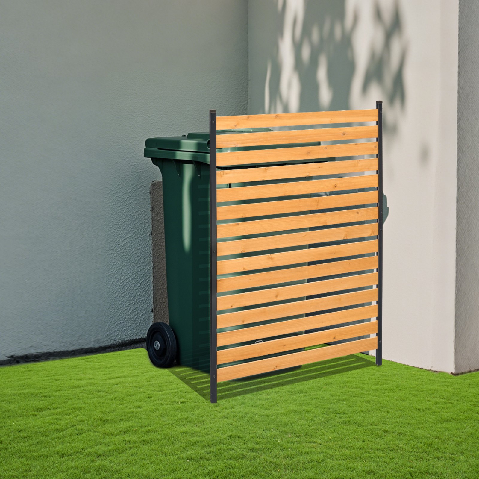 VEVOR Valla de Madera 1550 x 980 mm, Valla de Listones de 1 Panel, Cerramiento con Estacas de Metal, Valla de madera para Exteriores para Decoración de Jardín, Aire Acondicionado, Equipo de Piscina