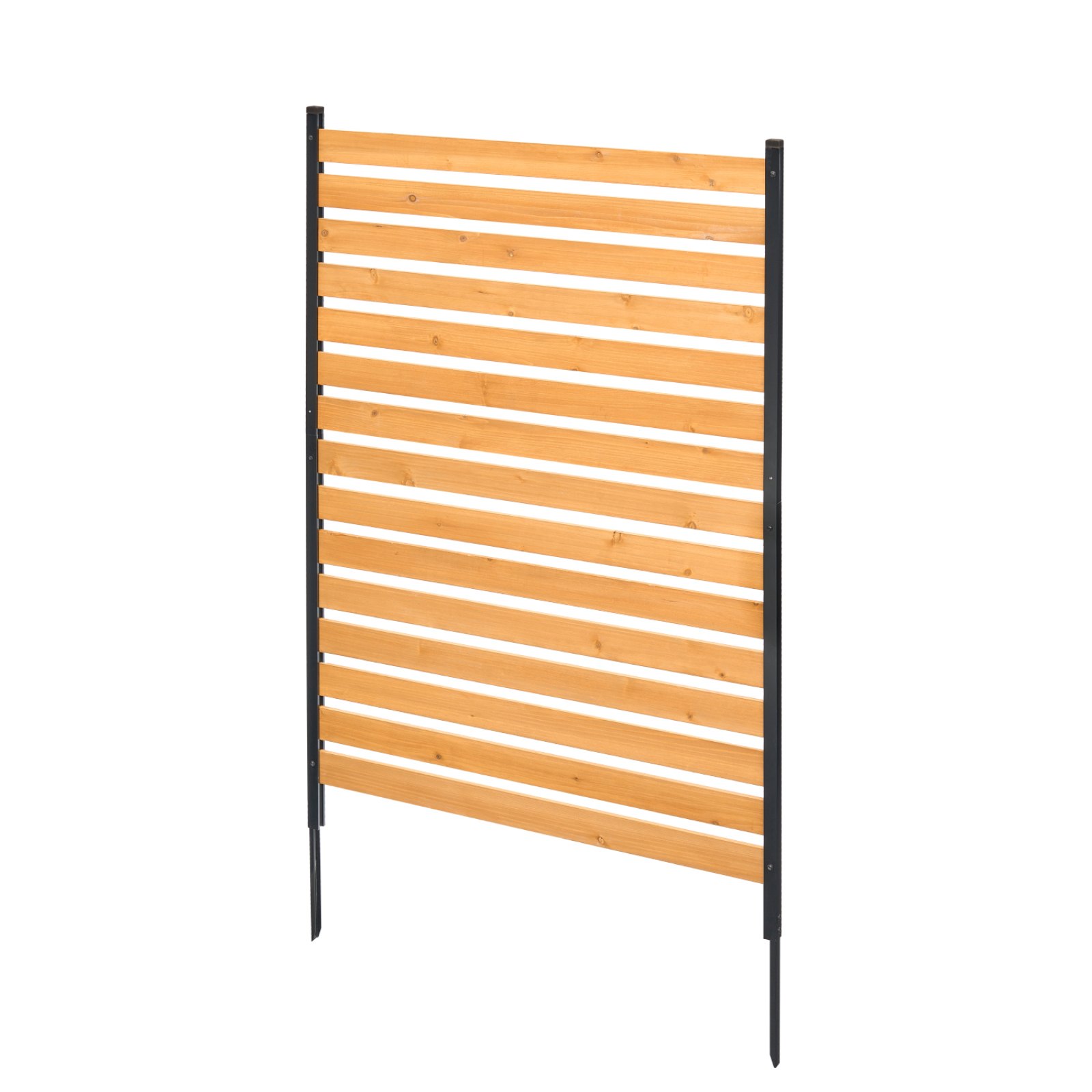 VEVOR Valla de Madera 1550 x 980 mm, Valla de Listones de 1 Panel, Cerramiento con Estacas de Metal, Valla de madera para Exteriores para Decoración de Jardín, Aire Acondicionado, Equipo de Piscina