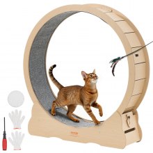 VEVOR Rueda de Ejercicio para Gatos, Diámetro Interior de 1080 mm, para Gatos de 8,6 a 12,7 kg, con Superficie de Alfombra y Mecanismo de Bloqueo, Ruedas Silenciosas de TPE, 1200 x 340 x 1275 mm