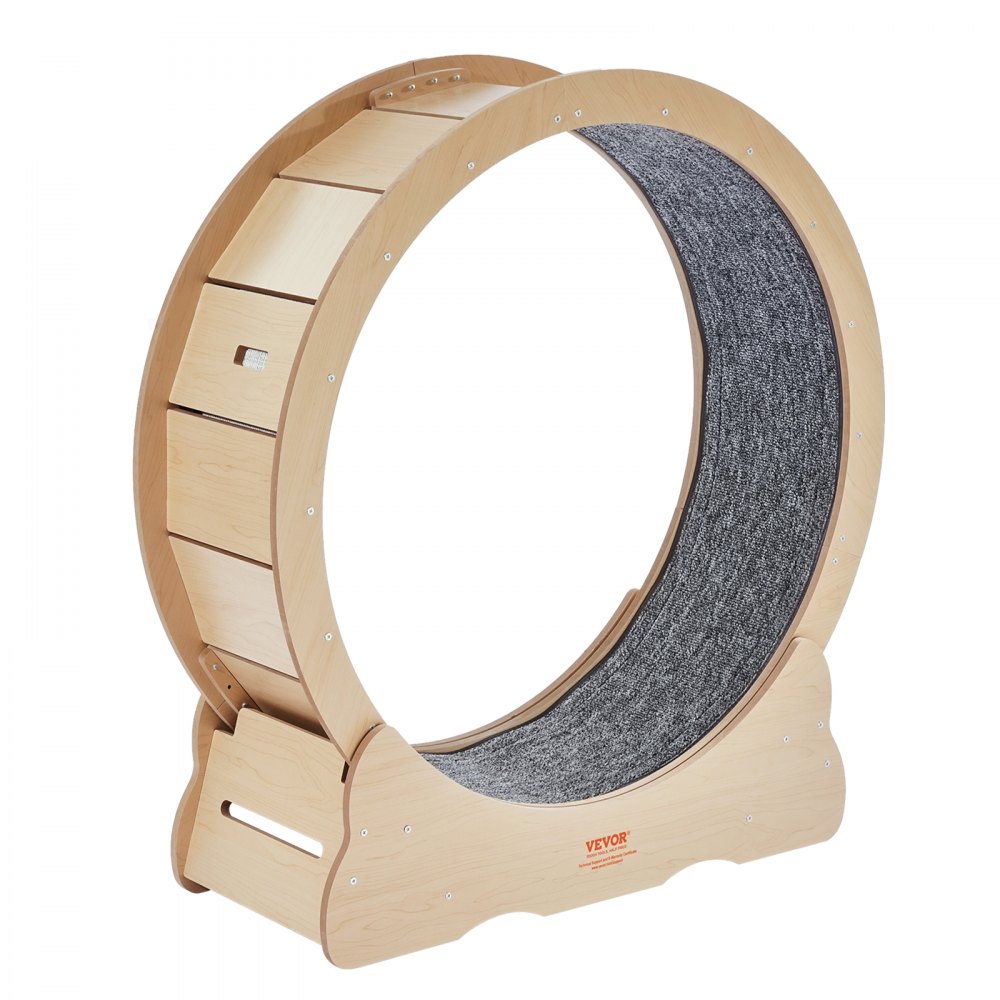VEVOR Rueda de Ejercicio de Madera para Gatos de Interior de 91 x 31,8 x 97 cm, Rueda para Correr con Alfombra Desmontable, Juguete para Correr, Caminar, Entrenar para Diferentes Gatos, Color Madera