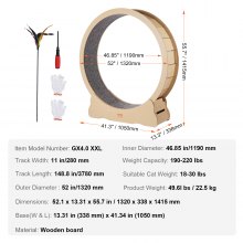 VEVOR Rueda de Ejercicio de Madera para Gatos 132 x 33,8 x 141,5 cm Color Madera