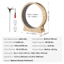 VEVOR Rueda de Ejercicio de Madera para Gatos 132 x 33,8 x 141,5 cm Color Madera