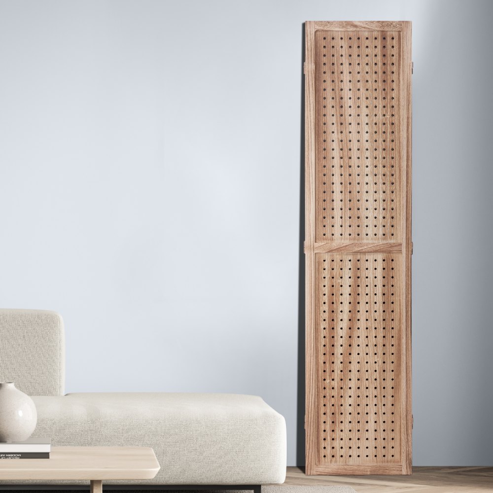 VEVOR Pantalla de Madera Portátil con Gancho, Biombo Plegable de Madera de 4 Paneles para Privacidad, 1620 x 1700 x 18,5 mm para Separar Habitaciones, Hogar, Restaurante y Dormitorio, Color Madera