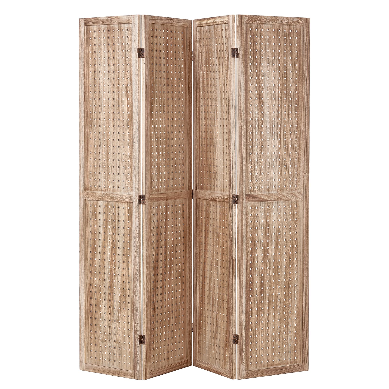 VEVOR Pantalla de Madera Portátil con Gancho, Biombo Plegable de Madera de 4 Paneles para Privacidad, 1620 x 1700 x 18,5 mm para Separar Habitaciones, Hogar, Restaurante y Dormitorio, Color Madera
