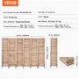 VEVOR Wooden Room Divider Screen, 6-Panel Foldable Privacy Screen, 242 cm Long, Portable Decorative Screen for Room Partitioning with European Style for Home, Restaurant, Bedroom