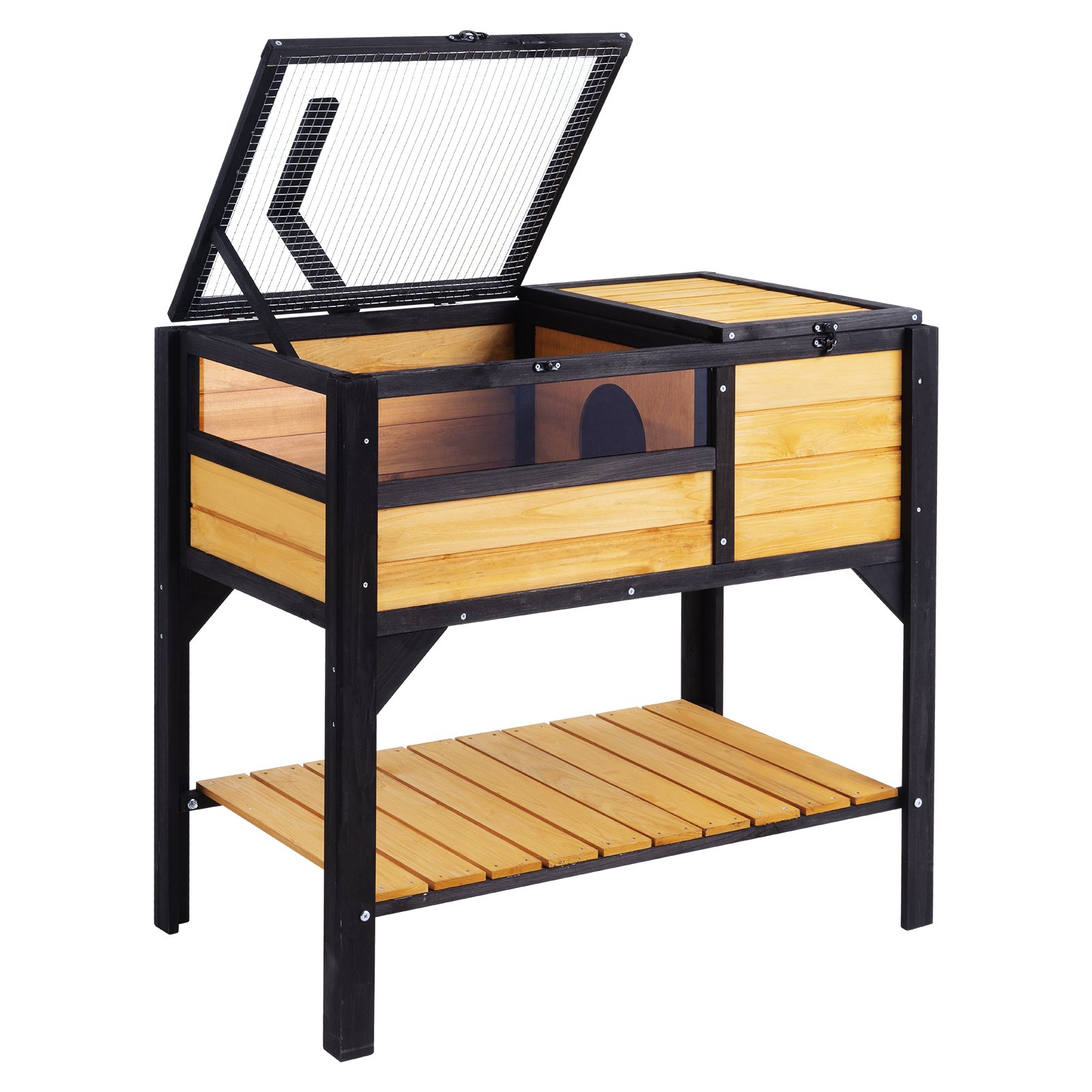 VEVOR Tortoise Habitat, Wooden Tortoise House for Indoor and Outdoor Use, Tortoise Enclosure with Light Stand, Reptile Enclosure, Small Animal Cage with Legs for Geckos, Lizards, Snakes