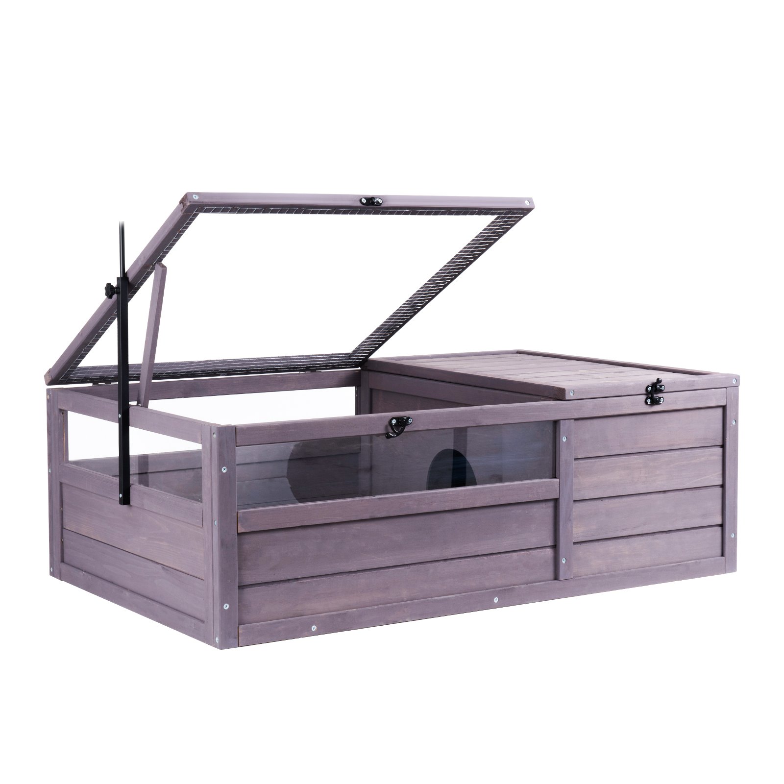 VEVOR Casa para Tortugas Hábitat de Tortugas Interior Exterior Caseta de Madera para Tortugas con Soporte de Iluminación Colgante para Reptiles, Animales Pequeños, Lagarto, Serpiente, 96,5x61x33 cm
