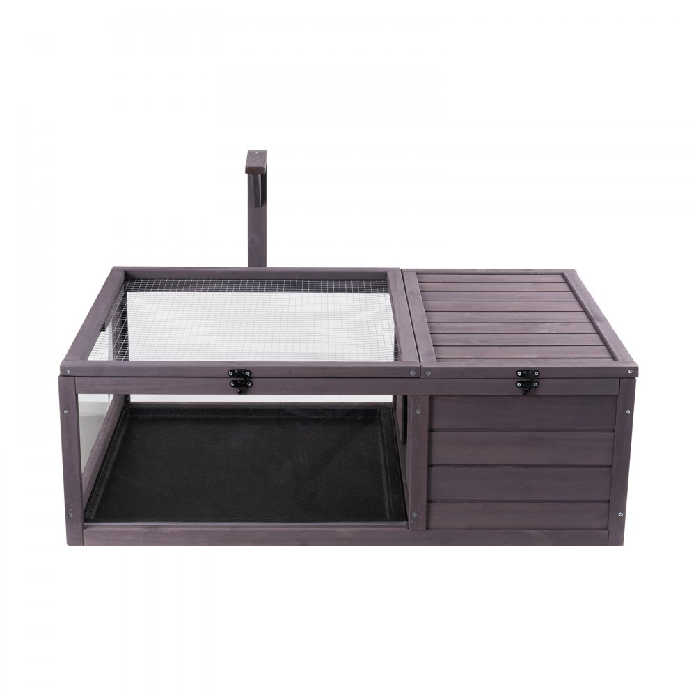 VEVOR Casa para Tortugas 96,5x61x33 cm Hábitat de Tortugas Interior Exterior Caseta de Madera para Tortugas con Soporte de Iluminación Colgante para Reptiles, Animales Pequeños, Lagarto, Serpiente