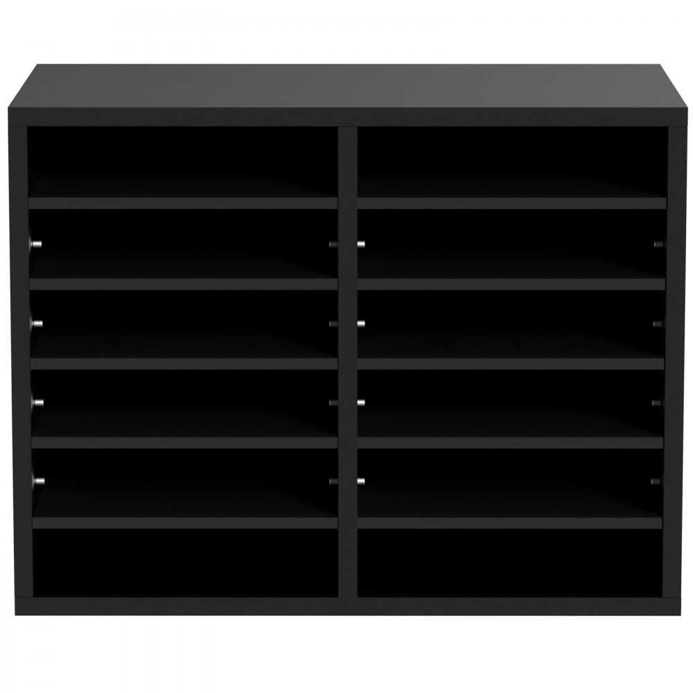 VEVOR Organizador de Literatura de madera Aglomerado Estante de Almacenamiento de Documentos de 12 Compartimentos 52x30,5x41 cm Clasificador de Literatura con Estantes Ajustables para Oficina, Negro