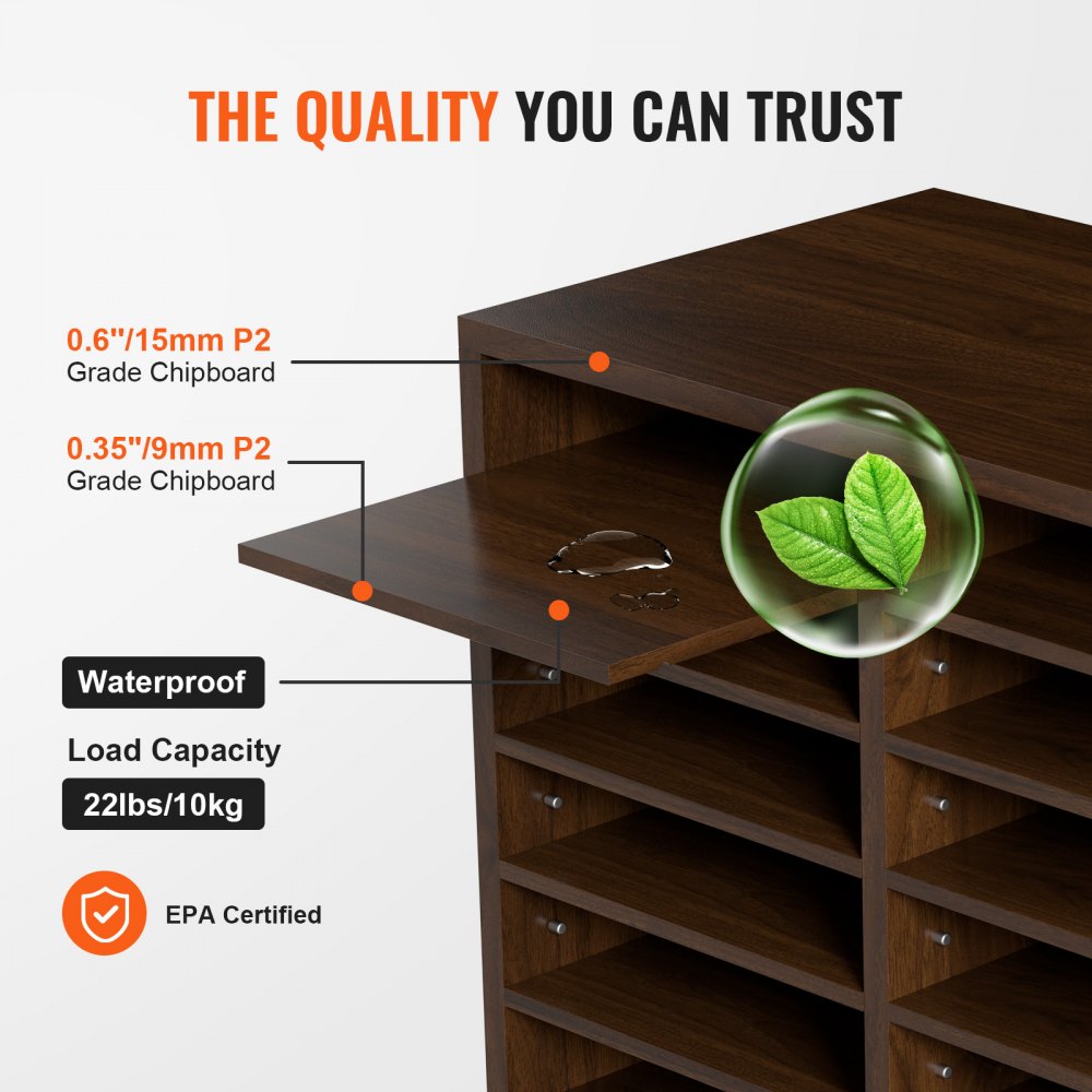 VEVOR Letter Tray 12 Compartments Organizer made of MDF, Document Tray Vintage Brown 520 x 305 x 410 mm, Storage Compartments Desktop File Holder Document Storage, Document Holder for Home, Office, Classroom etc.