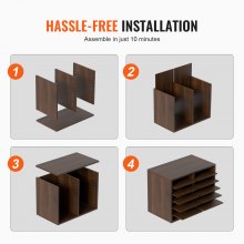 VEVOR Organizador de Literatura de madera Aglomerado Estante de Almacenamiento de Documentos de 12 Compartimentos 52x30,5x41 cm Clasificador de Literatura con Estantes Ajustables para Oficina, Marrón