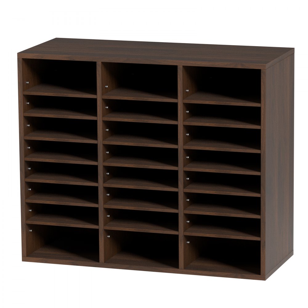 VEVOR Organizador de Literatura de madera Aglomerado Estante de Almacenamiento de Documentos de 24 Compartimentos 73,7x30,5x62 cm Clasificador de Literatura con Estantes Ajustables para Oficina Marrón