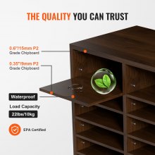 Organizador de literatura de madera VEVOR, clasificador de archivos ajustable 24 compartimentos marrón