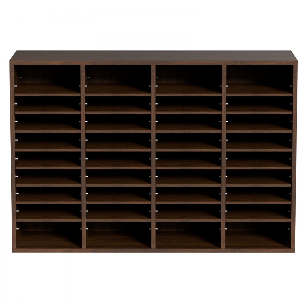 Organizadores de literatura de madera VEVOR con múltiples estantes ajustables para una clasificación eficiente de documentos.