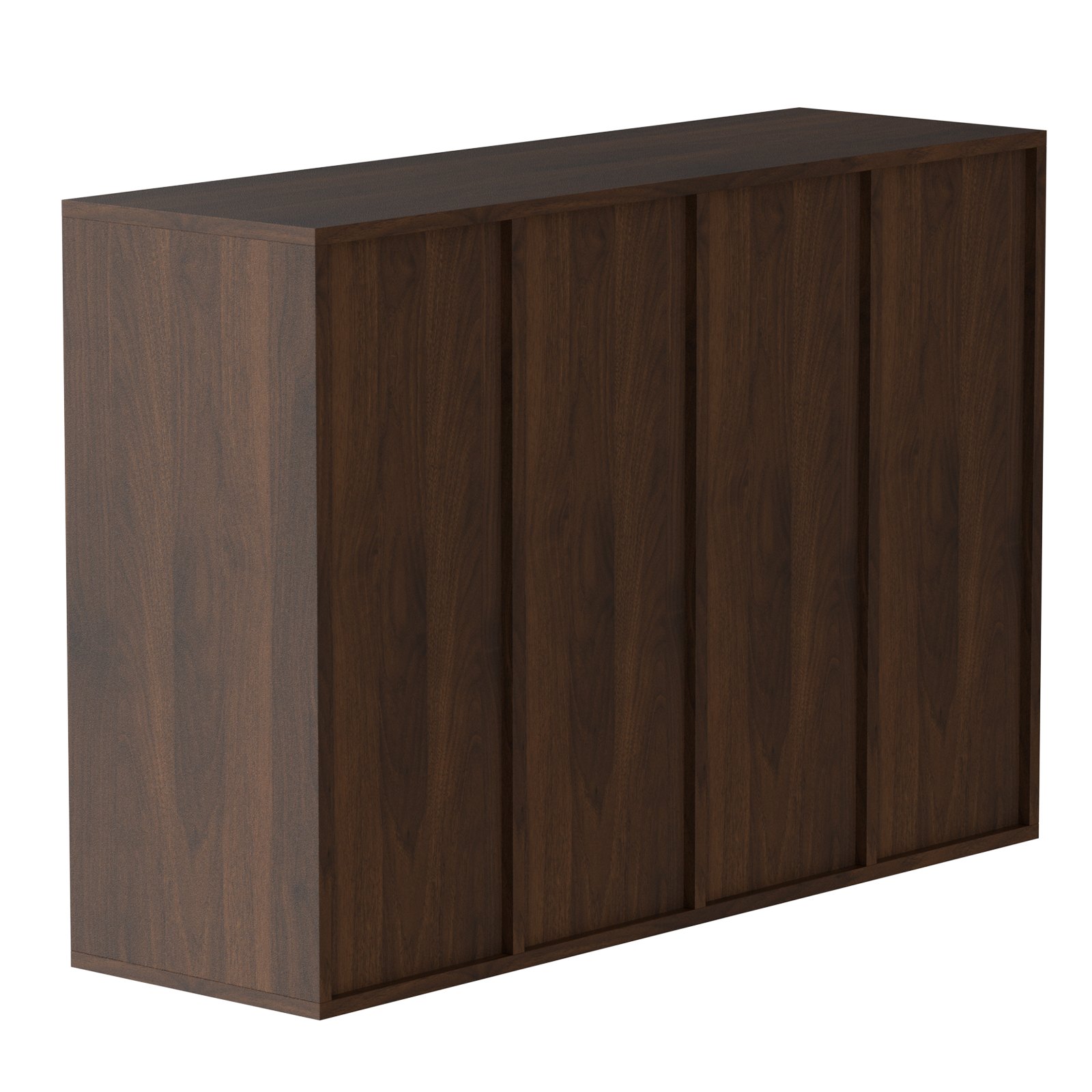 Organizadores de literatura VEVOR en acabado de madera oscura con paneles verticales y diseño minimalista.