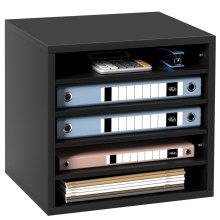 Organizador de literatura de madera VEVOR, clasificador de archivos ajustable 5 compartimentos negro
