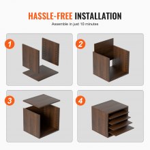 VEVOR Organizador de Literatura de madera Aglomerado Estante de Almacenamiento de Documentos de 5 Compartimentos 35,5x30,5x33 cm Clasificador de Literatura con Estantes Ajustables para Oficina, Marrón