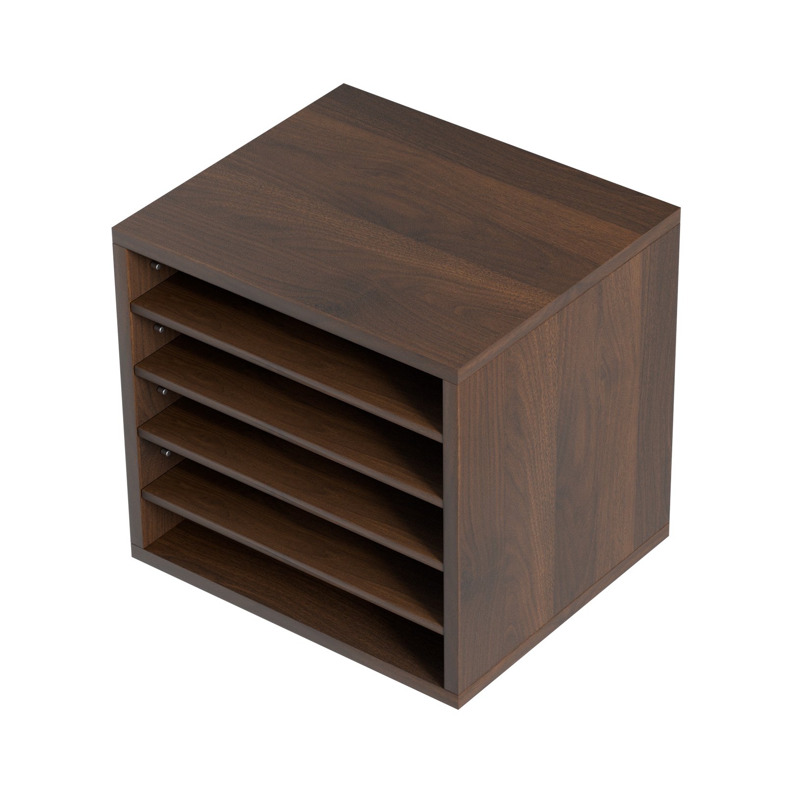 Organizadores de literatura VEVOR, organizador de madera de cinco niveles con un elegante acabado de madera oscura.