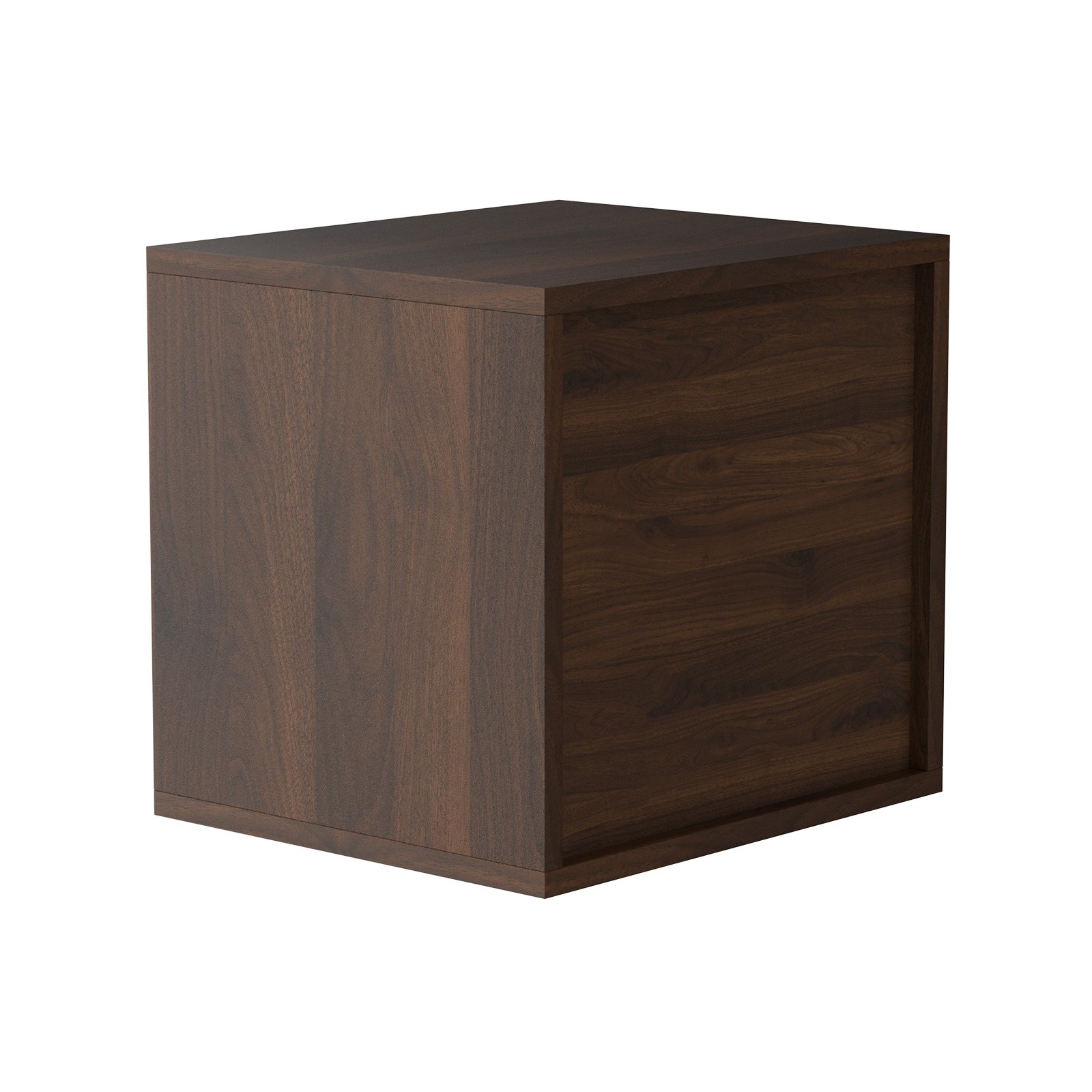 Organizadores de literatura VEVOR en acabado de madera oscura, con un diseño de cubo elegante y moderno.
