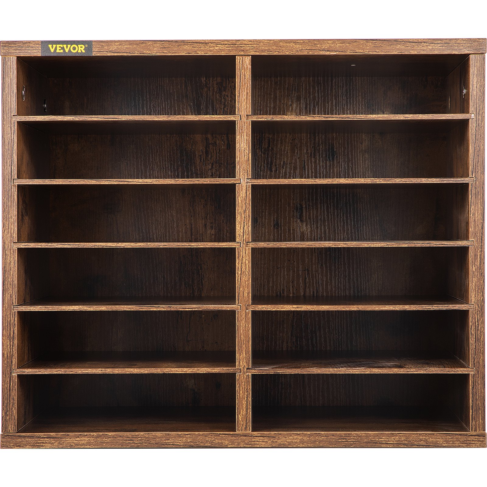 VEVOR Armario de Oficina Archivador 49x31x41 cm Armario de Documentos de Madera 12 Ranuras de Almacenamiento Organizadores de Oficina, Estantes Extraíbles para Hogar y Estudio, Color Marrón Oscuro