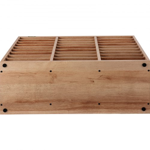 VEVOR Armario de Oficina Archivador 80x30,5x55cm Armario de Documentos de Madera 27 Ranuras de Almacenamiento Organizadores de Oficina, Estantes Extraíbles para Hogar y Estudio, Color Blanco y Beige