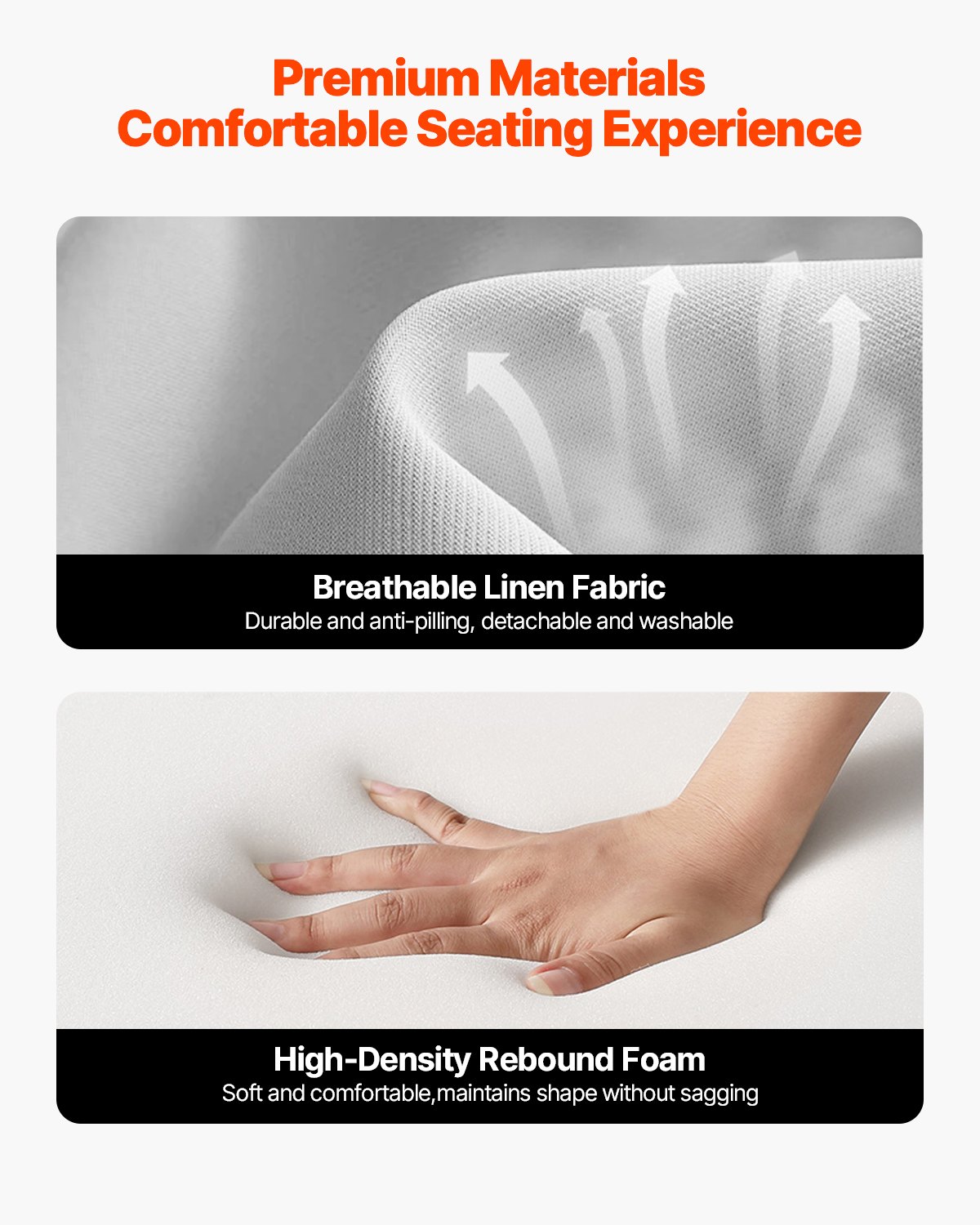 VEVOR Accent Chair, High Back Mid Century Modern Armchair with Solid Wood Frame and Non-Slip Legs, Upholstered Leisure Chairs with Linen Fabric and 13.5 cm Thickened Cushion, for Living Room, Bedroom