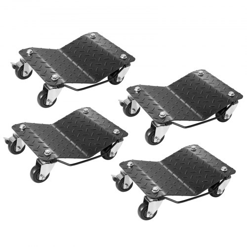 VEVOR Carro de Manipulación de Coches 4 Piezas Carga Total de 3 T Carro de Mudanza de Coches Plataforma 38,5x30 cm Rueda Bloqueable Ayuda de Maniobra Posicionamiento para Vehículos Mobiliario Equipo