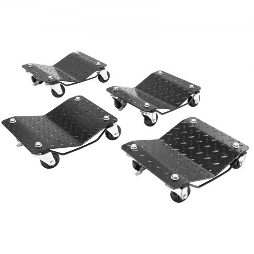 VEVOR Carro de Manipulación de Coches 4 Piezas Carga Total de 3 T Carro de Mudanza de Coches Plataforma 38,5x30 cm Rueda Bloqueable Ayuda de Maniobra Posicionamiento para Vehículos Mobiliario Equipo