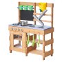 VEVOR Cocina de Barro para Niños al Aire Libre, Madera de Cedro, con 4 Estufas, Ganchos, Fregaderos, Palas para Plantar, Espátulas, Mango, Ollas y Accesorios para Cocinar, 762 x 324 x 914 mm