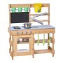 VEVOR Cocina de Barro para Niños al Aire Libre, Madera de Cedro, con 4 Estufas, Ganchos, Fregaderos, Palas para Plantar, Espátulas, Mango, Ollas y Accesorios para Cocinar, 762 x 324 x 914 mm