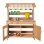 VEVOR Cocina de Barro Realista para Niños al Aire Libre, Madera Cedro, con Cucharas, Fregadero, Tanque, Toldo Parasol, Palas, Ollas y Accesorios, para Jugar en Casa y Jardín, 795 x 339 x 1000 mm