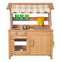 VEVOR Cocina de Barro Realista para Niños al Aire Libre, Madera Cedro, con Cucharas, Fregadero, Tanque, Toldo Parasol, Palas, Ollas y Accesorios, para Jugar en Casa y Jardín, 795 x 339 x 1000 mm