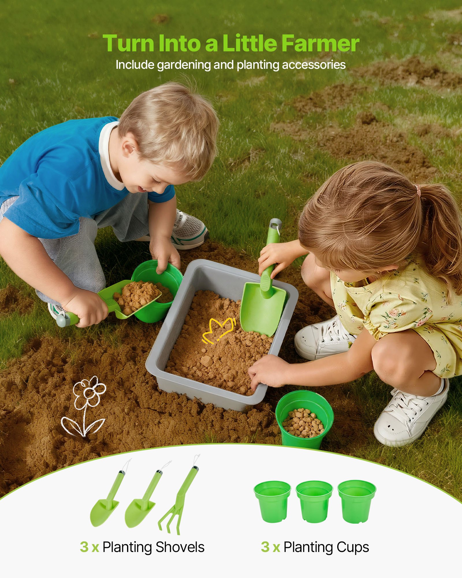VEVOR Cocina de Barro Realista para Niños al Aire Libre, Madera Cedro, con Cucharas, Fregadero, Tanque, Toldo Parasol, Palas, Ollas y Accesorios, para Jugar en Casa y Jardín, 795 x 339 x 1000 mm