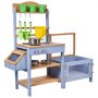 VEVOR Cocina de Barro para Niños al Aire Libre, Madera de Cedro, con Macetero, Contenedor para Atrapar Animales, Tanque, Fregadero, Ollas y Accesorios, para Jugar al Jardín, 1060 x 370 x 995 mm