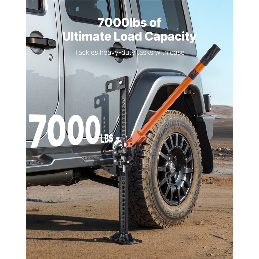 VEVOR Gato Agrícola 91,5 cm con Elevación Alta y Trinquete Carga Máxima de 3,18 T para Uso Todoterreno de Alta Resistencia con Rango de Elevación de 130,1 a 769,6 mm para Tractor, Camión, SUV