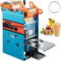 VEVOR Máquina Selladora de Vasos Manual 90/95 mm 300-500 Tazas/h Máquina Selladora de Tazas de Té 27x27x65 cm Azul Máquina de Sellado de Tazas de PP, PE y Pet para Café, Té con Leche, Leche de Soja