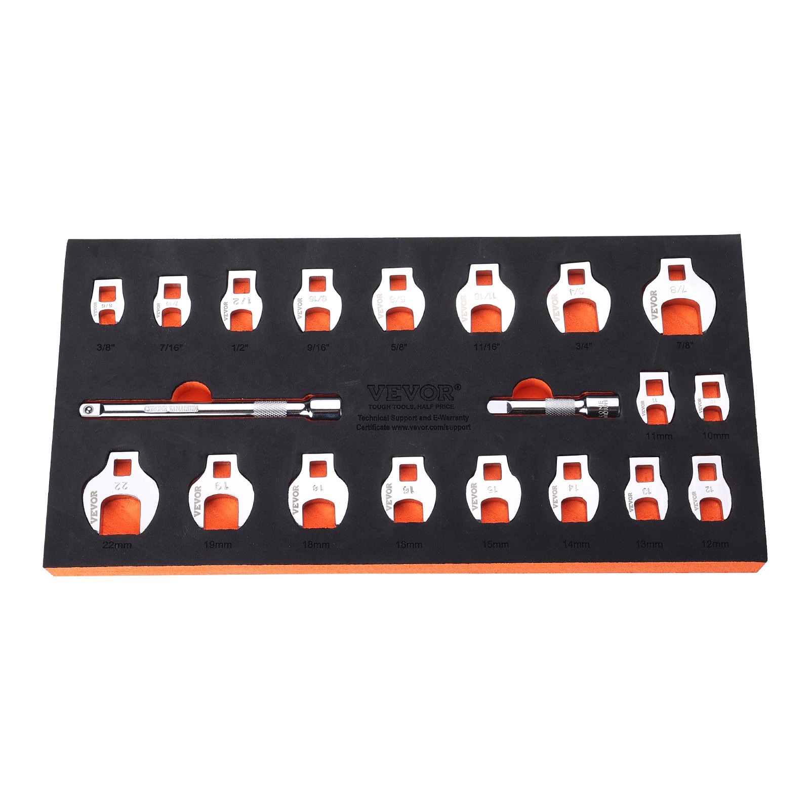 VEVOR Juego de Llaves de Ojo de Cuervo 20PCS con Accionamiento SAE Métrico 3/8"​