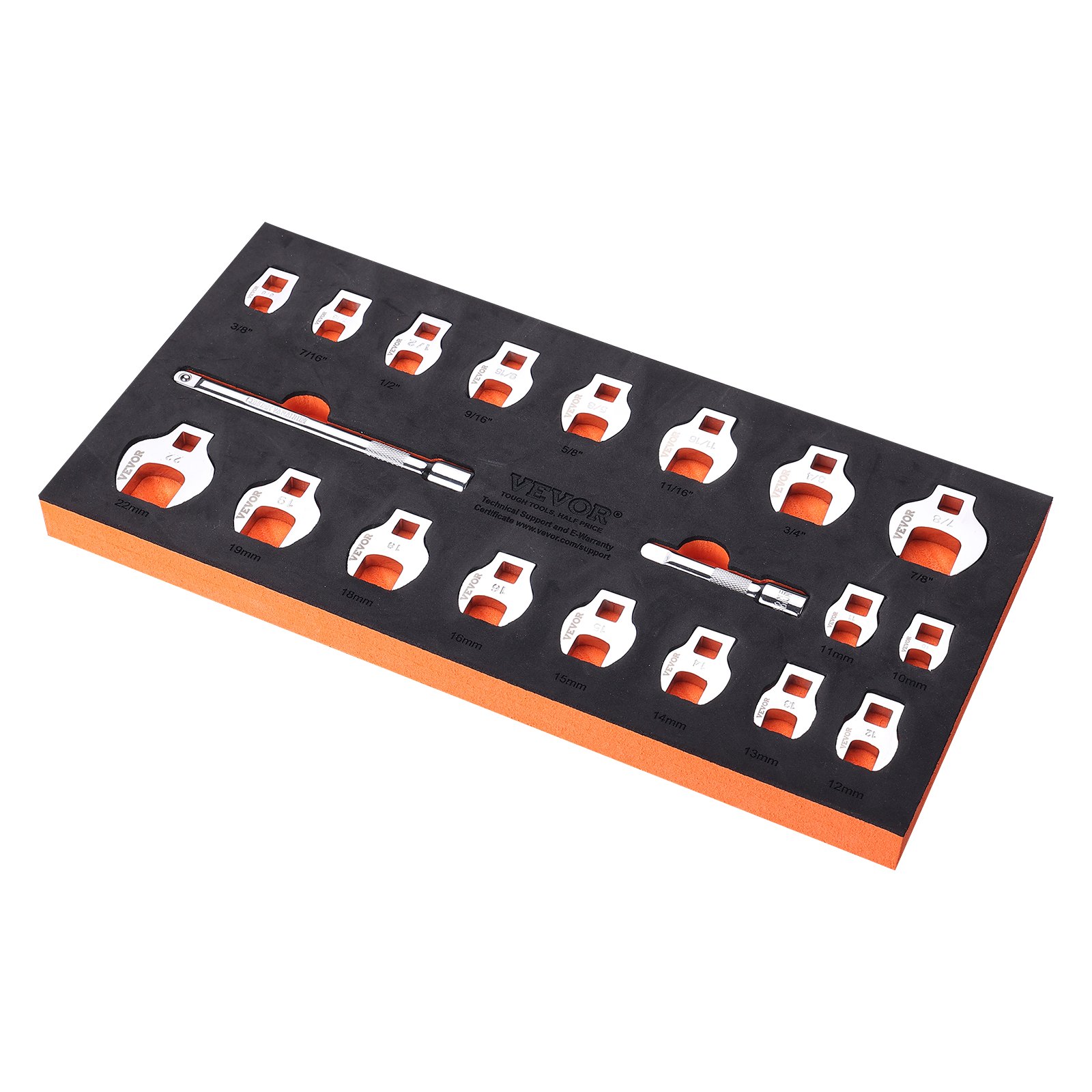 VEVOR Juego de Llaves de Ojo de Cuervo 20PCS con Accionamiento SAE Métrico 3/8"​