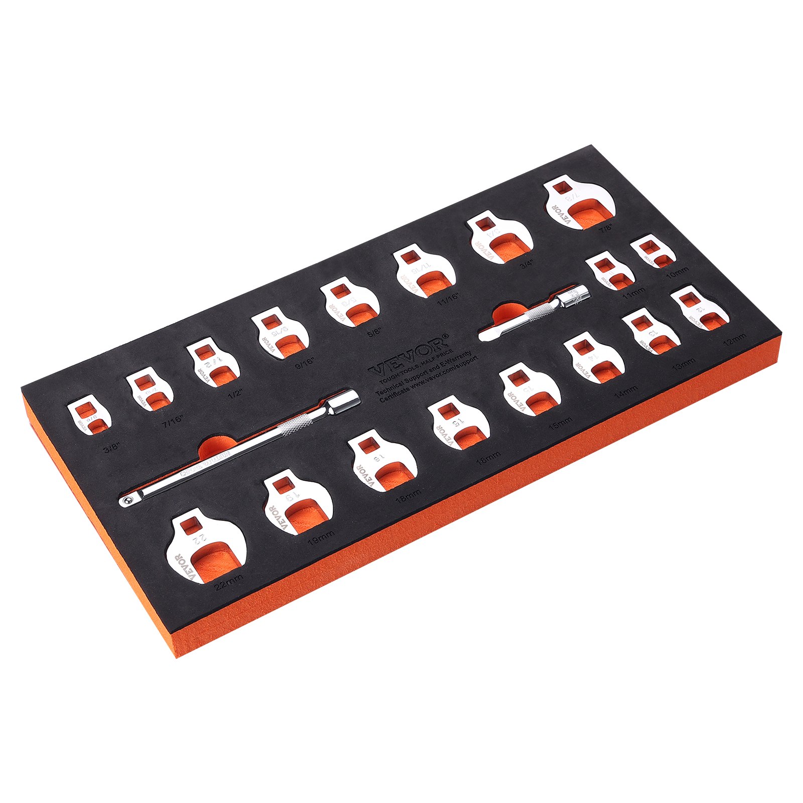 VEVOR Juego de Llaves de Ojo de Cuervo 20PCS con Accionamiento SAE Métrico 3/8"​