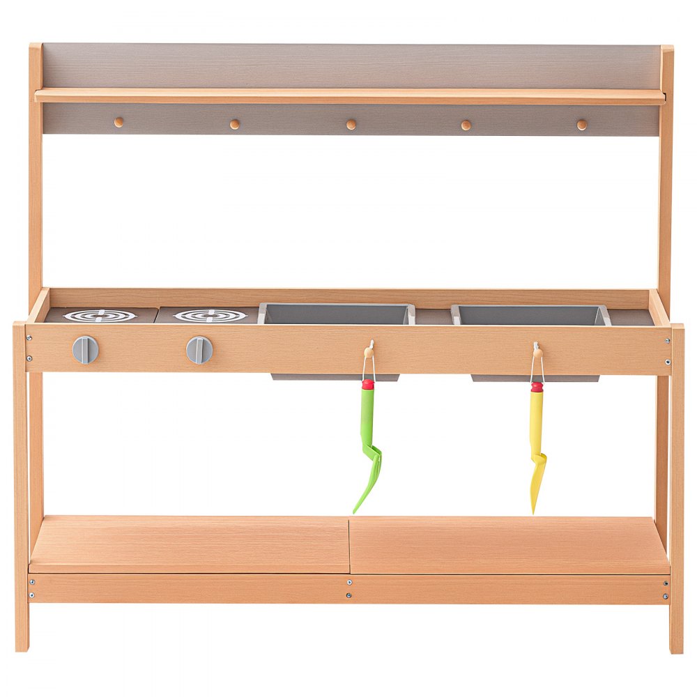 VEVOR Mud Kitchen 1000x360x885 mm, Children's Kitchen, Wooden Toy Play Kitchen Set with Accessories, Outdoor Play Set, Role Play Outdoor Kitchen for Boys and Girls, Toddler Play Kitchen with Stove and Sink