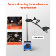 VEVOR Indicador de Cuadrante, con Soporte de Varilla Doble y Estuche, Acero Inoxidable y Aleación Aluminio, Precisión 0,03 mm, Rango Medición 0 a 25,4 mm, con Varillas de Centrado no Magnéticas