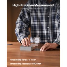 VEVOR Indicador de Comprobación de Cuadrante, con Base Metálica, Precisión de 0,03 mm, Rango de Medición 0 a 25,4 mm, para Medición de Áreas Estrechas, Mecanizado e Inspección Industrial, Plata