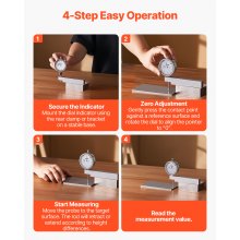 VEVOR Indicador de Comprobación de Cuadrante, con Base Metálica, Precisión de 0,03 mm, Rango de Medición 0 a 25,4 mm, para Medición de Áreas Estrechas, Mecanizado e Inspección Industrial, Plata