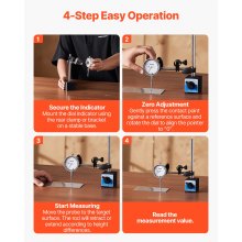 VEVOR Indicador de Cuadrante, Precisión de 0,03 mm, Rango de Medición de 0 a 25,4 mm, Fácil de Leer, para Medición de Diámetro Interior y Detección de Descentramiento, para Mejorar la Eficiencia