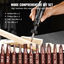 VEVOR Destornillador Dinamométrico Digital con Accionamiento de 1/4" con Pantalla LCD Rango de Par 1,13-7,91 Nm Incremento de 1 in/lb Juego de Brocas de Destornillador Dinamométrico con Escala