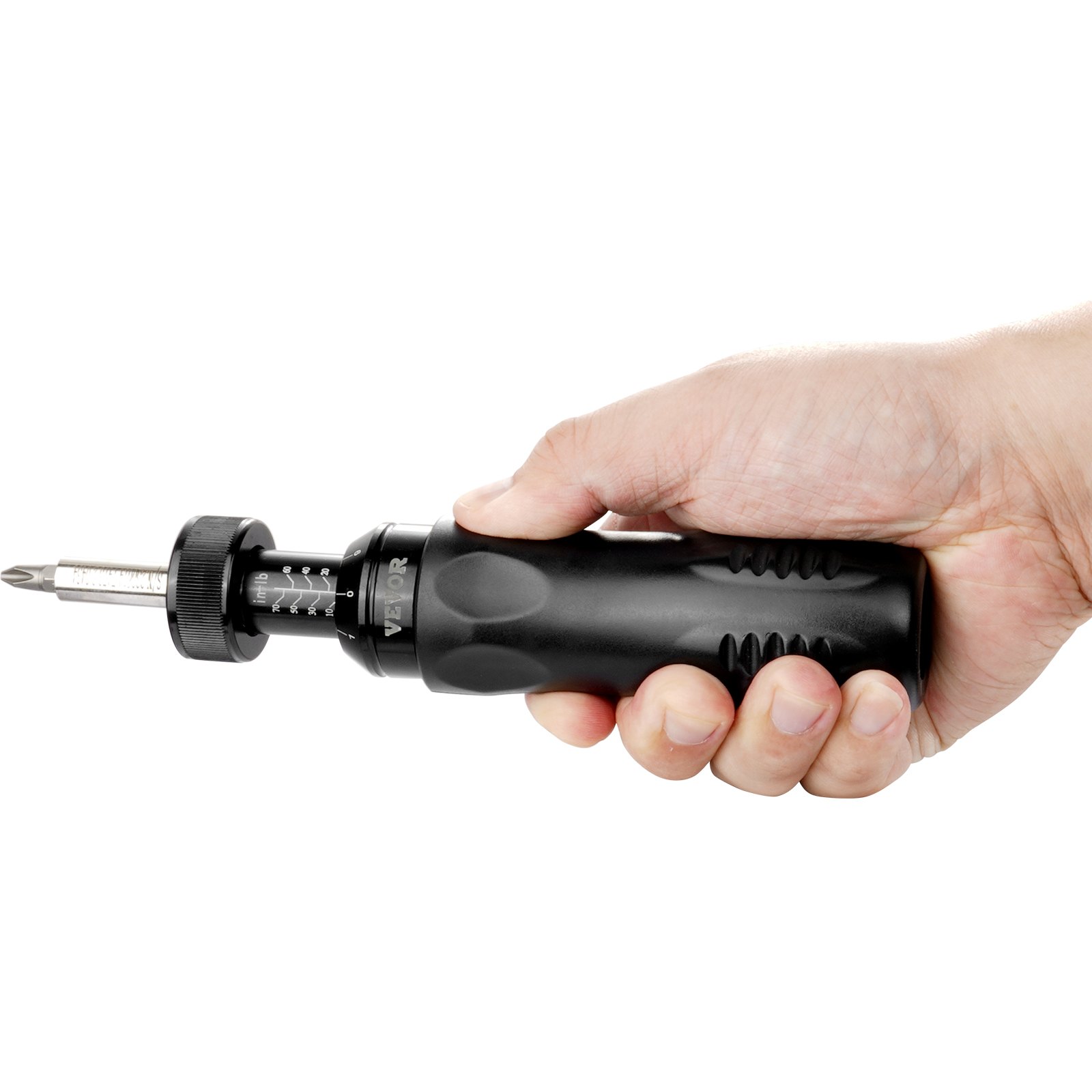 VEVOR Destornillador Dinamométrico Digital con Accionamiento de 1/4" con Pantalla LCD Rango de Par 1,13-7,91 Nm Incremento de 1 in/lb Juego de Brocas de Destornillador Dinamométrico con Escala