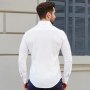 VEVOR Camisa para Hombre de Manga Larga Tamaño Mediano Antiarrugas Camisa con Botones Corte Entallado Camiseta de Ajuste Regular Suave y Elástica para Negocios, Informal, Trabajo, Boda, Cena, Blanco
