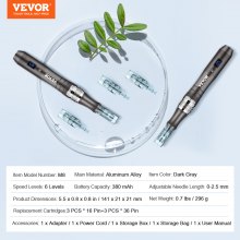 VEVOR Dermapen Eléctrico Microagujas 6 Velocidades Pantalla LCD 6 Cartuchos