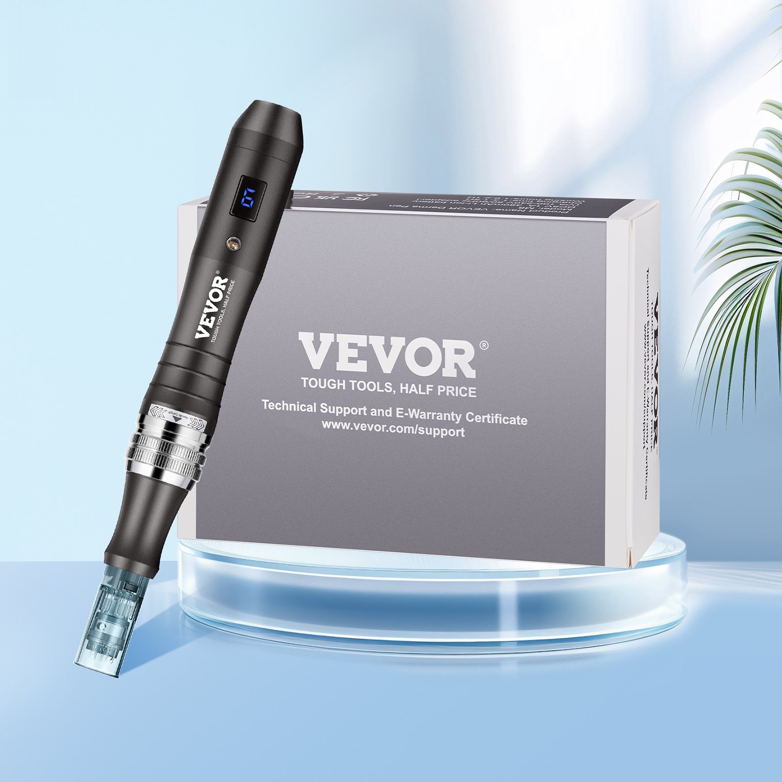 VEVOR Pluma de Microagujas Faciales 20 Cartuchos de Agujas Desechables Dermapen Eléctrico Profesional 6 Velocidades Variables Máquina de Microagujas Longitud de Aguja Ajustable 0-2,5 mm Pantalla LCD