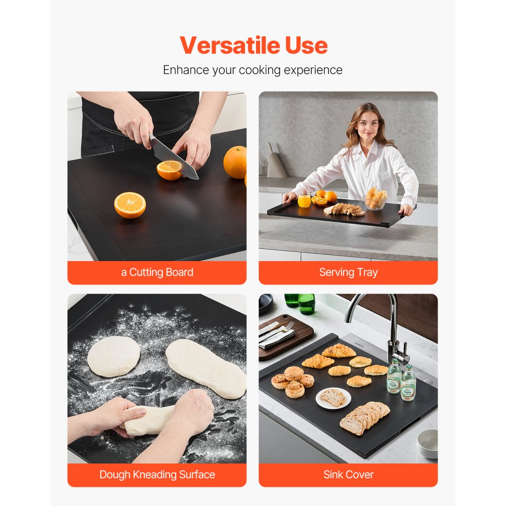 VEVOR Pasta Board Stove Cover, Pine Wood Stove Cover Plates for Electric & Gas Stoves, Hob Cover for Work Surface & Tray, Cover Plate with Built-in Handles (76.2 x 55.88 cm)